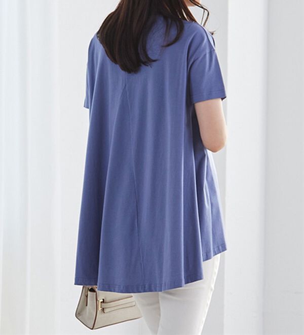 RANAN（ラナン）の「＜ＢＣ＞綿１００％ひんやりフレアーシルエットチュニック（カットソー）」｜詳細画像