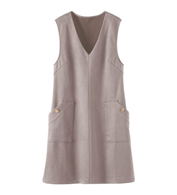 BELLUNA（ベルーナ）の「金ボタン使いスエード調ジャンパ―ドレス（ジャンパースカート）」｜詳細画像