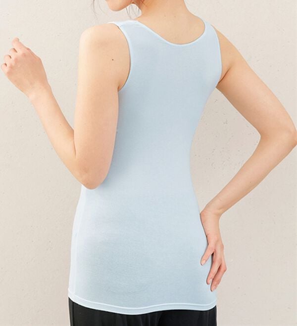 LAVIENNE（ラヴィエンヌ）の「接触冷感　なめらか素材背中フリーカップ付きインナー＜さらりラボ＞タンクトップ（ブラトップ・カップ付きインナー）」｜詳細画像