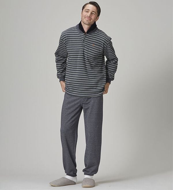 「【２着組】＜アーノルド　パーマー＞首まで暖か綿混杢調パジャマ（メンズルームウェア）」｜詳細画像