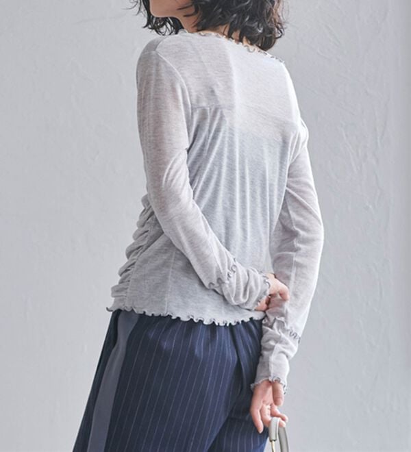 RANAN（ラナン）の「ギャザーデザインシアーTシャツ（Tシャツ）」｜詳細画像