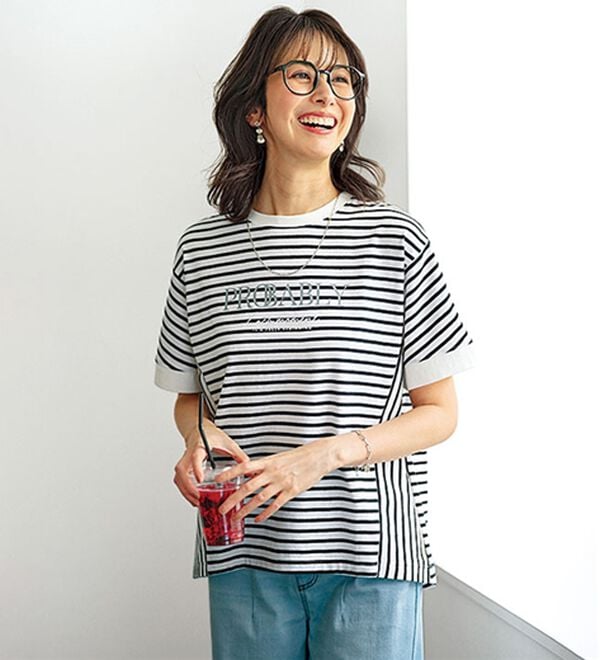 BELLUNA（ベルーナ）の「【２点セット】ロゴＴシャツ付ワンピースアンサンブル（アンサンブル）」｜詳細画像