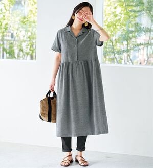 BELLUNA（ベルーナ）の「＜＆ｃｏｃｏｃｈｉ＞サラリ綿混素材チェック柄ワンピース（シャツワンピース）」｜千鳥