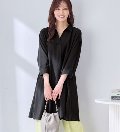 alotta（アロッタ）の「衿付きスキッパーとろみチュニックワンピース（チュニックワンピース）」