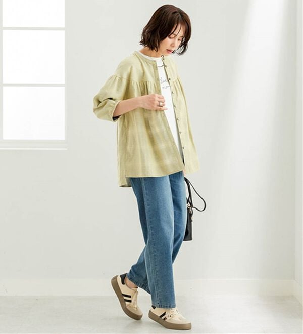 BELLUNA（ベルーナ）の「ダブルガーゼ素材切替デザインブラウス（ブラウス）」｜詳細画像