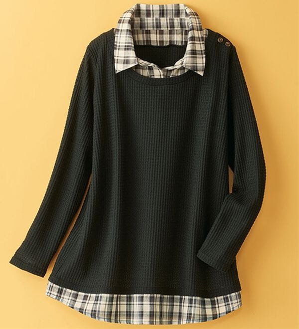 BELLUNA（ベルーナ）の「異素材重ね着風チュニック（チュニック）」｜詳細画像