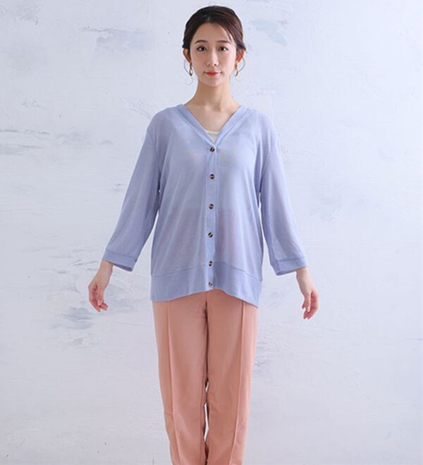 A HAPPY MARILYN（アハッピーマリリン）の「【Ｌ～５Ｌ】長袖・七分袖・半袖　シンプル　カーディガン（ニットカーディガン）」｜詳細画像