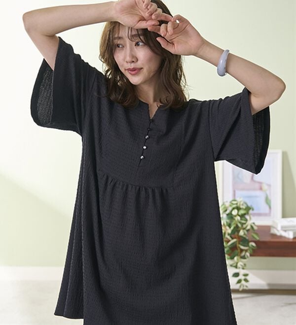 BELLUNA（ベルーナ）の「よく伸びてラク！ポコポコ着やせチュニック（チュニック）」｜詳細画像