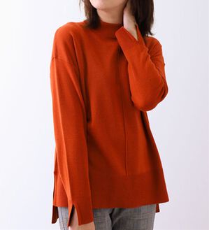 BELLUNA（ベルーナ）の「袖スリットデザインニットプルオーバー（ニット・セーター）」｜オレンジ