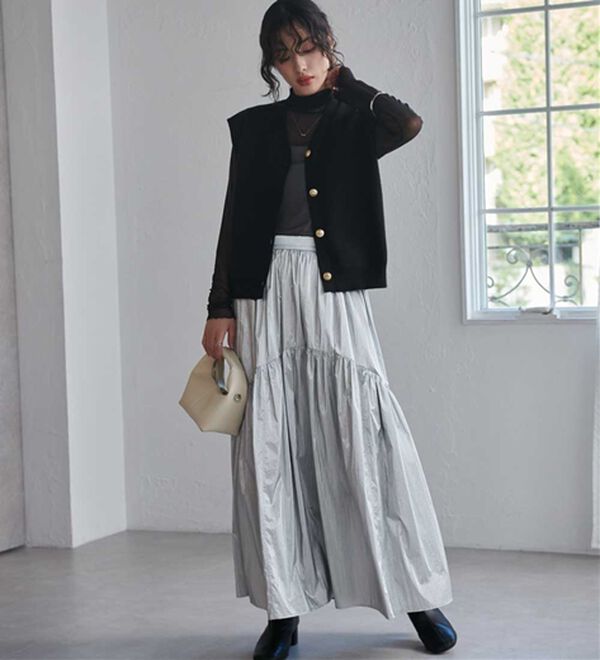 RANAN（ラナン）の「【ムースタッチ】洗える！ゴールド調ボタンニットベスト（ベスト）」｜詳細画像