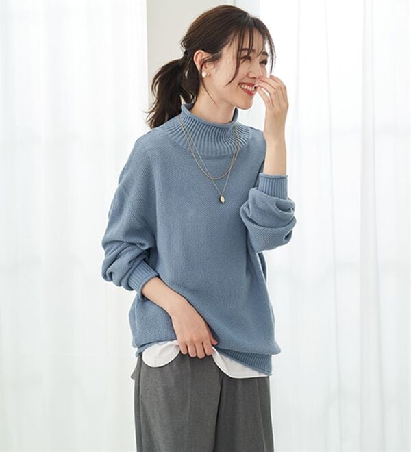 BELLUNA（ベルーナ）の「肌と仲良くなれる鹿のこ編ウォッシャブルニット（ニット・セーター）」｜詳細画像