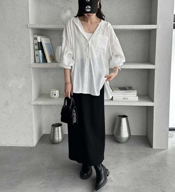 GeeRA（ジーラ）の「羽織にも◎フード付きオーバーサイズシャツ（シャツ）」｜詳細画像