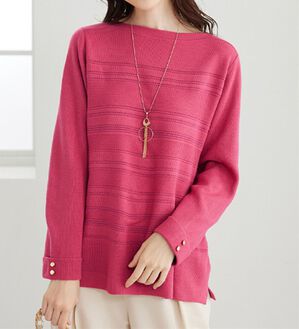 BELLUNA（ベルーナ）の「ラメ入りミラノリブニットプルオーバー（ニット・セーター）」｜ピンク