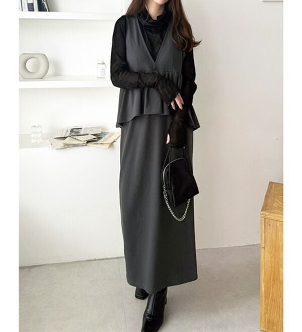 GeeRA（ジーラ）の「楽ちん！ペプラムジャンパースカート（ジャンパースカート）」｜詳細画像