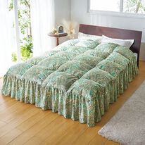 「防ダニ生地使用フリル付ベッド用羽根布団（掛布団）」