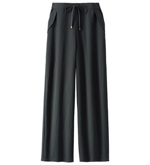 BELLUNA（ベルーナ）の「サラもちライト！快適ドロストワイドパンツ（ワイドパンツ・ガウチョ）」｜チャコール