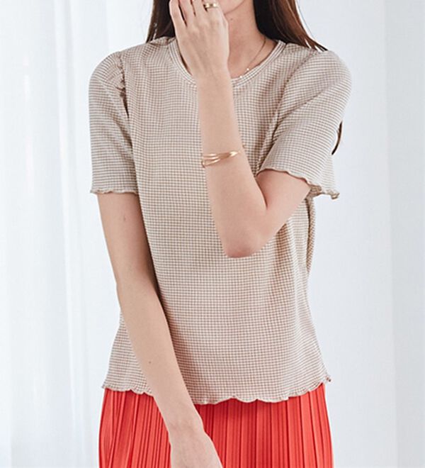 RANAN（ラナン）の「ギンガムチェック楊柳Ｔブラウス（カットソー）」｜詳細画像