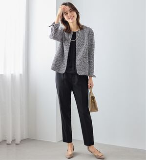 Viola e Viola（ヴィオラ エ ヴィオラ）の「【選べるボトムス】２点セット洗える！ツイードセットアップスーツ（パンツスーツ）」｜モノトーン系テーパード