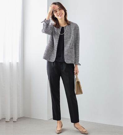 Viola e Viola（ヴィオラ エ ヴィオラ）の「【選べるボトムス】２点セット洗える！ツイードセットアップスーツ（パンツスーツ）」