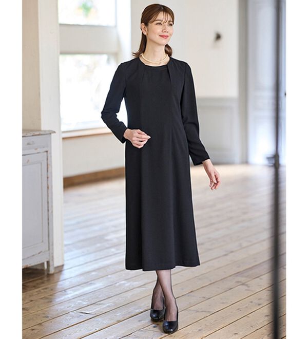 BELLUNA（ベルーナ）の「洗える！ケープボレロ付ワンピースアンサンブル（ブラックフォーマル（喪服・礼服））」｜詳細画像