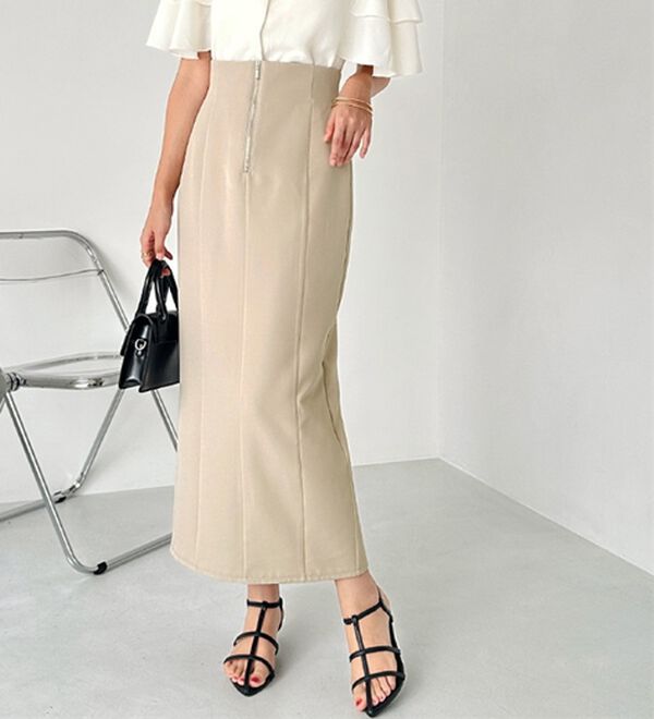 GeeRA（ジーラ）の「ＯＮ／ＯＦＦ使える！フロントファスナースカート（ロングスカート）」｜詳細画像