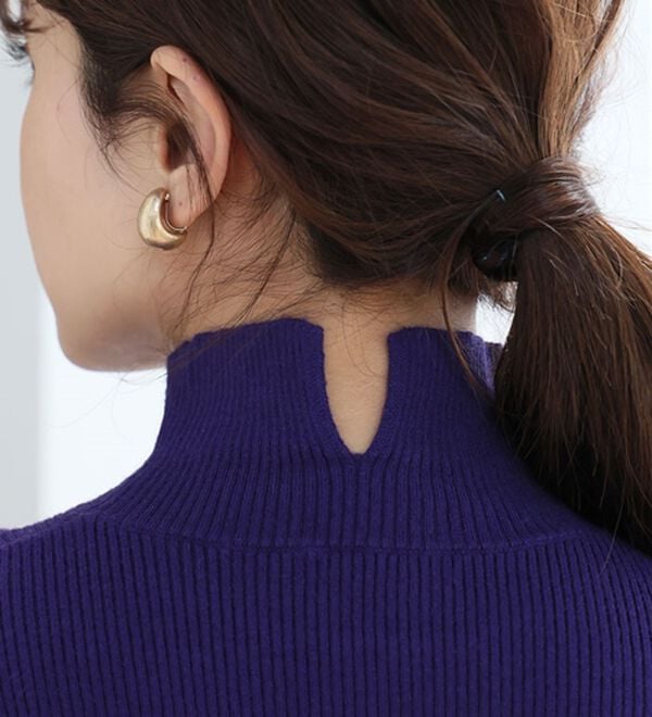 A HAPPY MARILYN（アハッピーマリリン）の「【Ｌ～６Ｌ】モックネック／ハイネックから選べる Ｔシャツ感覚で着られる（もっちりｖｅｒ）リブニット（ニット・セーター）」｜詳細画像