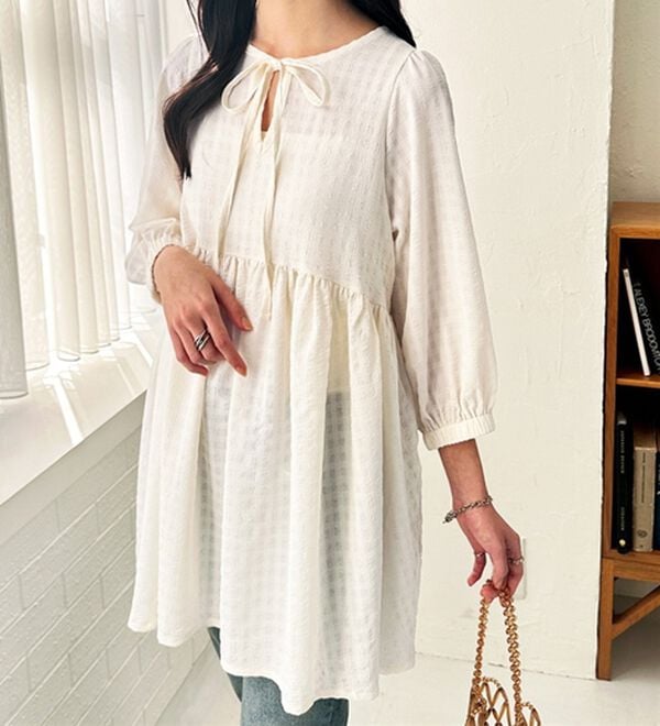 GeeRA（ジーラ）の「前後２ＷＡＹチェックペプラムチュニック（チュニック）」｜詳細画像