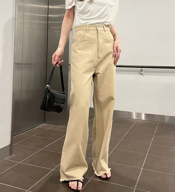 GeeRA（ジーラ）の「オリジナルパッチハイウエストデニム（ワイドパンツ・ガウチョ）」｜詳細画像