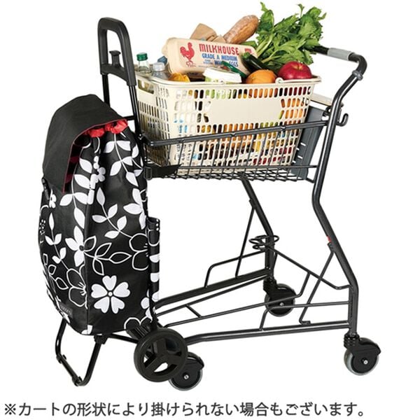 「たっぷり入るショッピングカート　フラワー（その他日用品・趣味雑貨）」｜詳細画像
