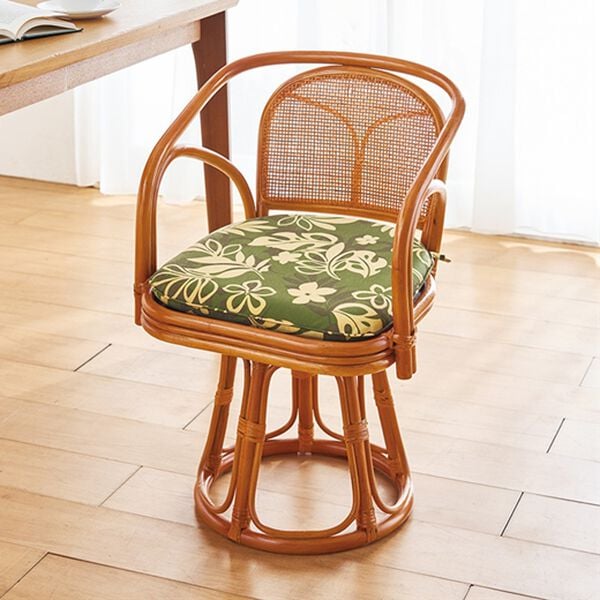 「コンパクト籐回転座椅子（座椅子）」｜詳細画像