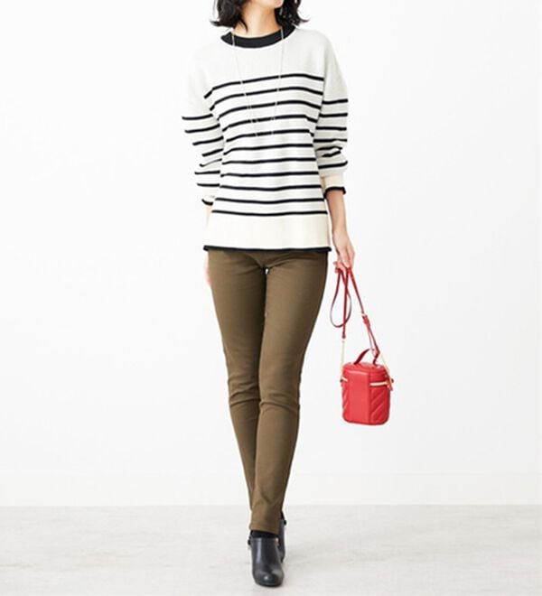 BELLUNA（ベルーナ）の「静電防止！蓄熱綿サテンストレッチカラーパンツスリム（フルレングスパンツ）」｜詳細画像