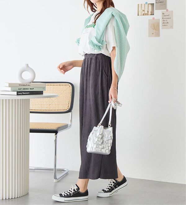 Viola e Viola（ヴィオラ エ ヴィオラ）の「丈切れる！楽ちんジャカードナロースカート（ロングスカート）」｜詳細画像