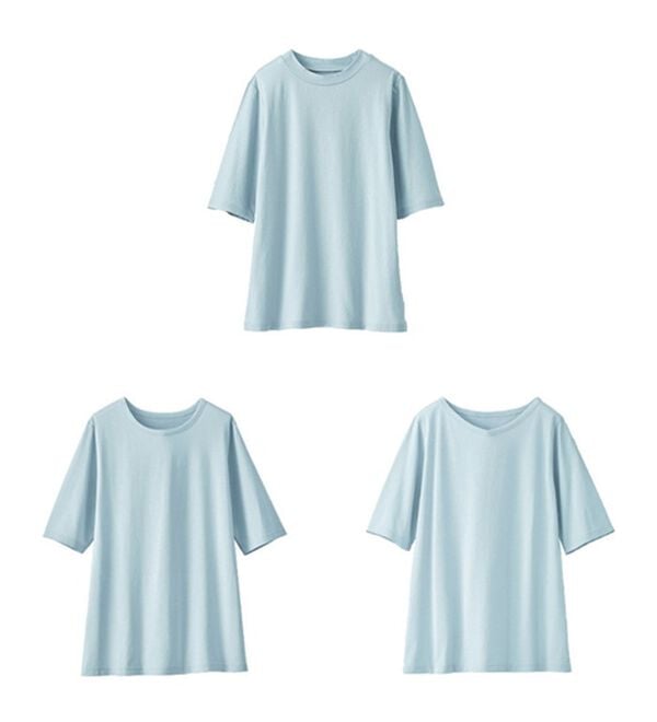 BELLUNA（ベルーナ）の「綿１００％抗菌防臭汗ジミ対策プルオーバー（カットソー）」｜サックス