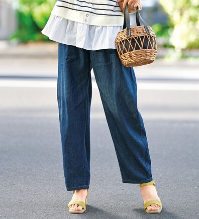 BELLUNA（ベルーナ）の「綿混素材ゆったりコクーンパンツ（ワイドパンツ・ガウチョ）」