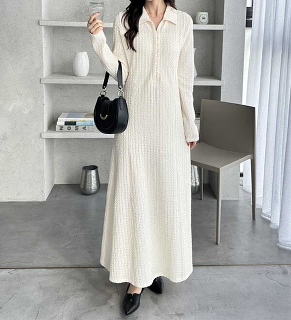 GeeRA（ジーラ）の「ポロ衿表面感素材マーメイドワンピース（カットソーワンピース）」｜詳細画像