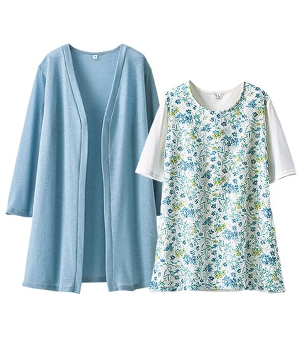 BELLUNA（ベルーナ）の「上品レース花柄プリントカーディガンアンサンブル（アンサンブル）」｜詳細画像