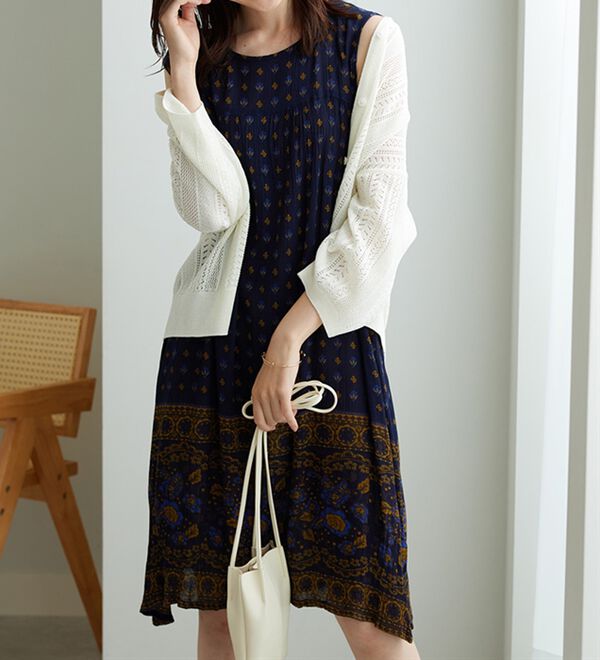 BELLUNA（ベルーナ）の「楊柳素材ノースリーブワンピース（その他ワンピース）」｜詳細画像