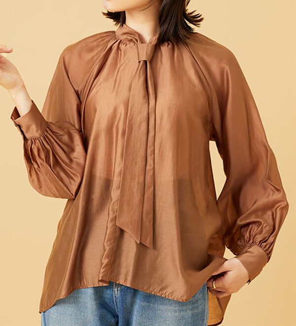 BELLUNA（ベルーナ）の「ブライトシアー素材ボウタイブラウス（ブラウス）」｜詳細画像