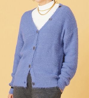 BELLUNA（ベルーナ）の「上品見え！ふんわりシャギーカーディガン（ニットカーディガン）」｜ブルーグレー