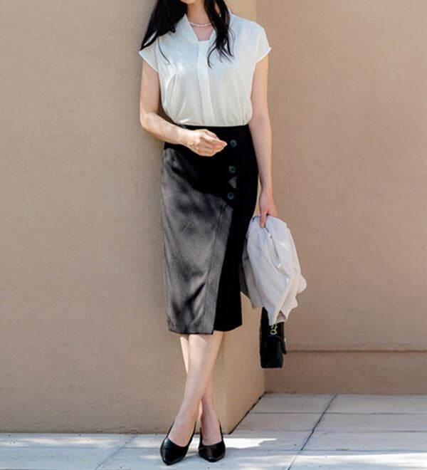 GeeRA（ジーラ）の「【２点】単品使いもできる！ベーシックブラウス＆スカートセットアップ（スカートスーツ）」｜詳細画像