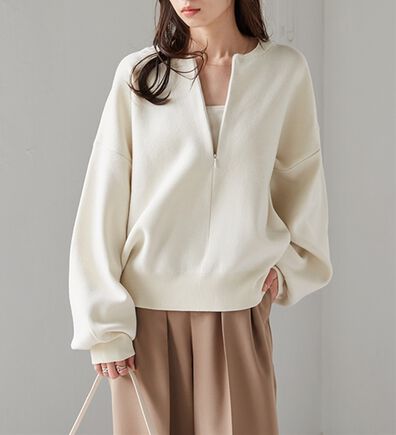 RANAN（ラナン）の「ハーフジップスウェットライクニット（ニット・セーター）」