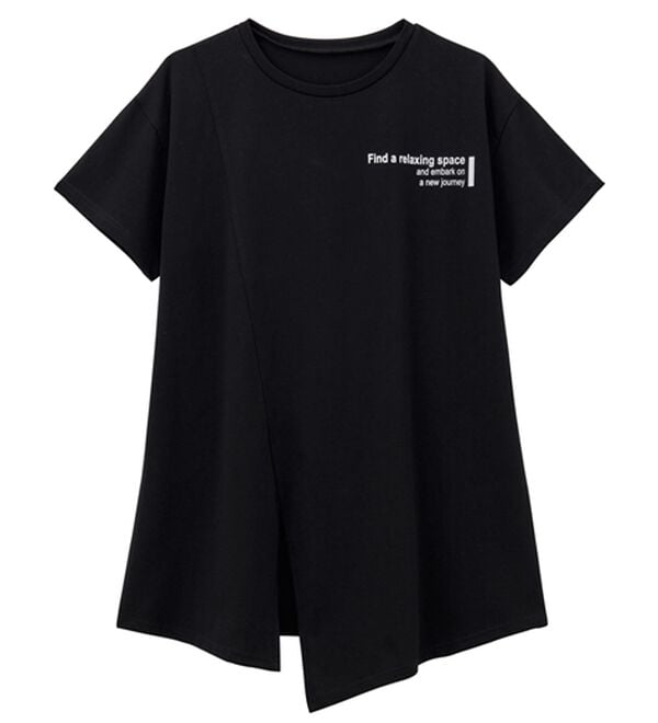 RANAN（ラナン）の「【ひんやり】ロゴプリントチュニックTシャツ（Tシャツ）」｜詳細画像