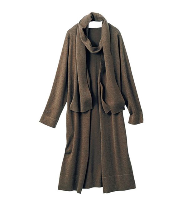 VINNO（ヴィノ）の「ストール付着流しロングニットカーディガン（アンサンブル）」｜詳細画像