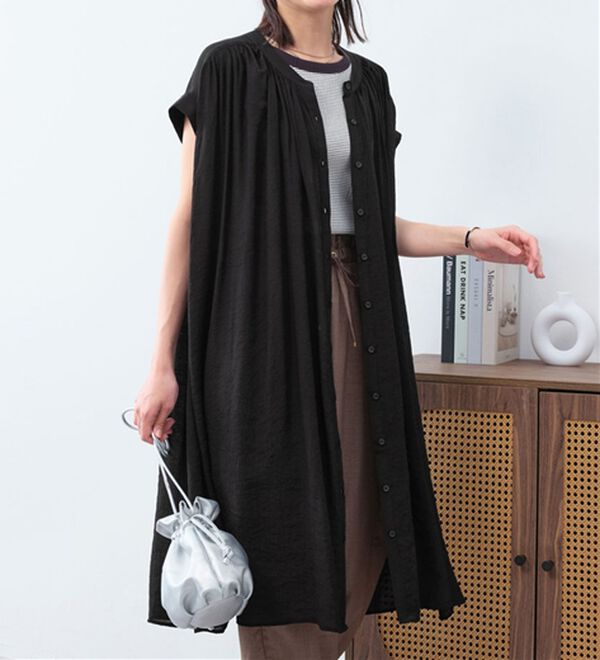 Viola e Viola（ヴィオラ エ ヴィオラ）の「【接触冷感】スラブ素材ギャザーワンピース（その他ワンピース）」｜詳細画像