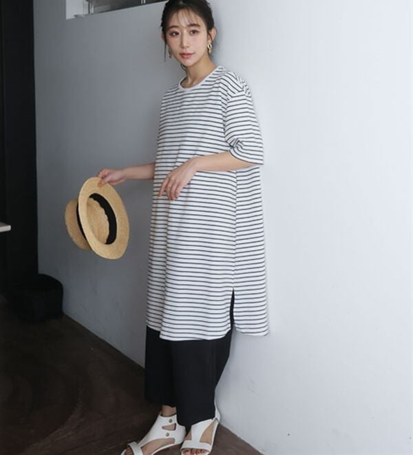 A HAPPY MARILYN（アハッピーマリリン）の「【Ｍ～８Ｌ】【接触冷感・吸水速乾】体型カバー五分袖チュニック（チュニック）」｜詳細画像