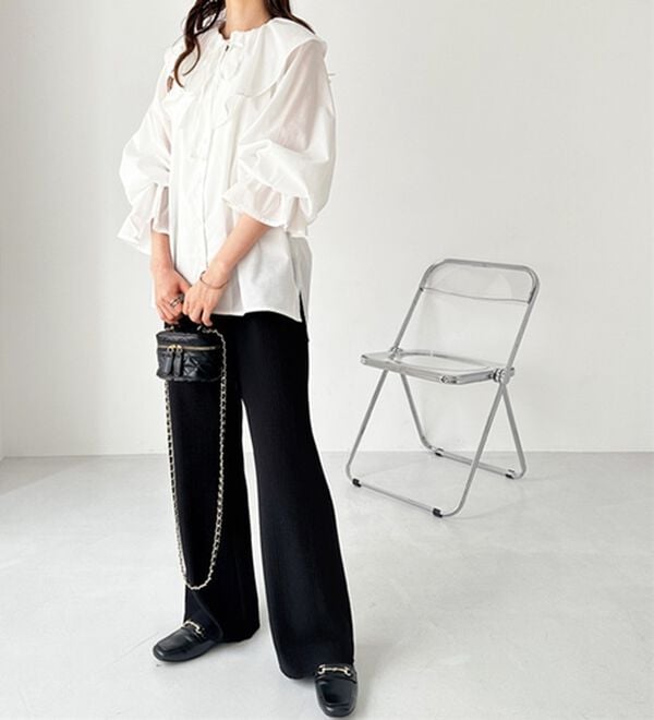 GeeRA（ジーラ）の「セルフカット美脚魅せセミフレアパンツ（フルレングスパンツ）」｜詳細画像