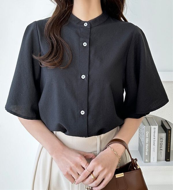 GeeRA（ジーラ）の「フレアー袖バンドカラーブラウス（ブラウス）」｜詳細画像