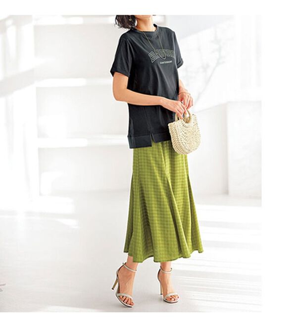 BELLUNA（ベルーナ）の「シアーチェック素材フレアースカート（ロングスカート）」｜詳細画像