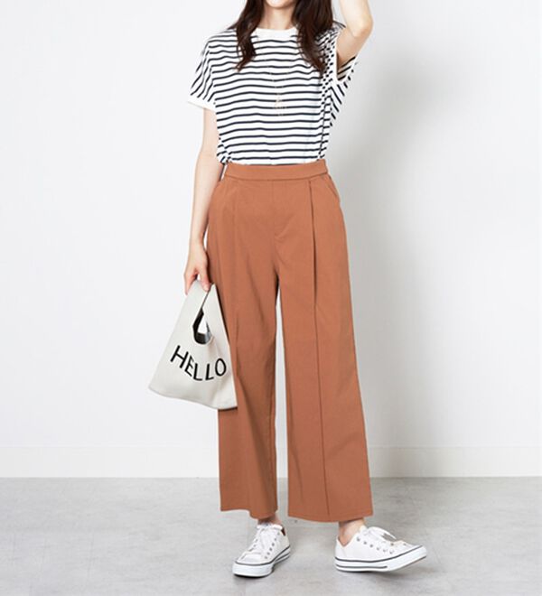 BELLUNA（ベルーナ）の「麻入りストレッチタックワイドパンツ（ワイドパンツ・ガウチョ）」｜詳細画像