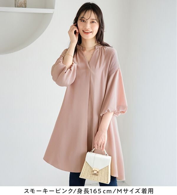 alotta（アロッタ）の「パフ袖とろみブラウスチュニックワンピース（チュニックワンピース）」｜詳細画像